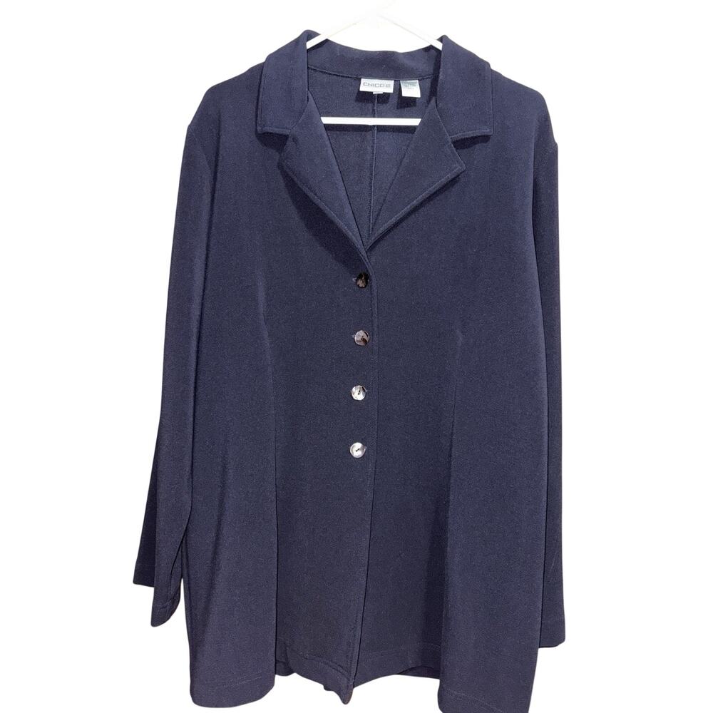 Chico's Four-button Blazer/Jacket Stretch Navy Size 3 (US XL)